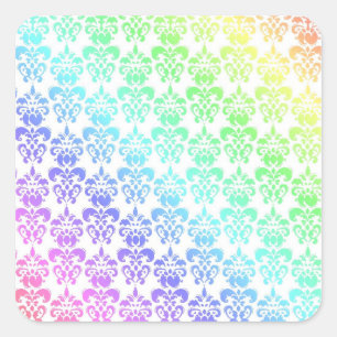 Sticker Carré Damas moderne pastel arc-en-ciel