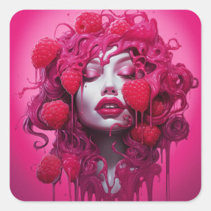 Sticker Carré Dame de framboise jucifiée