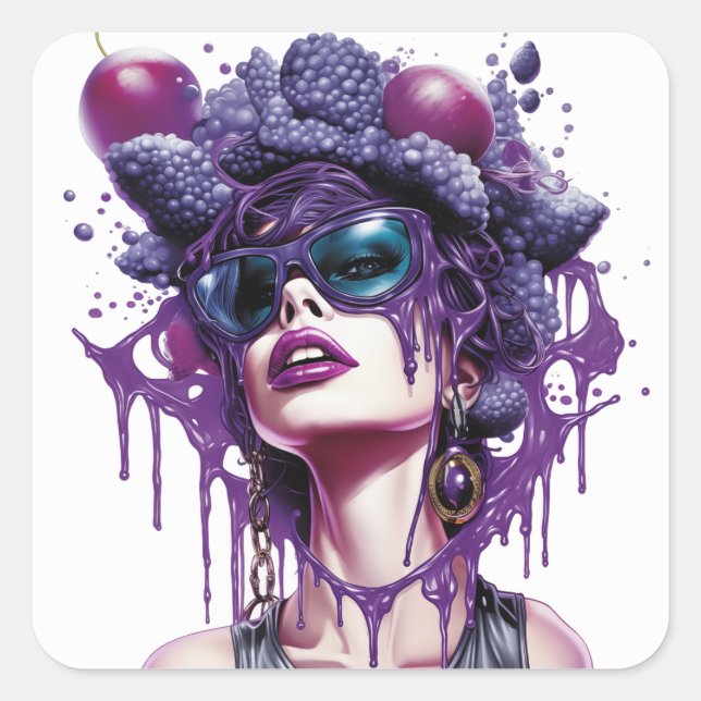 Sticker Carré Dame de raisin jucifiée (Devant)