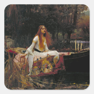 Sticker Carré Dame de Shallot par John William Waterhouse