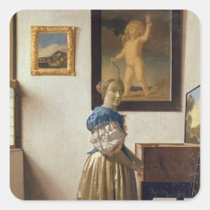 Sticker Carré Dame debout à la Virginal, vers 1672-73