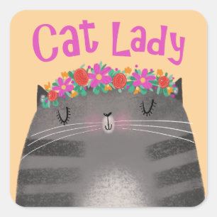 Sticker Carré Dame du chat