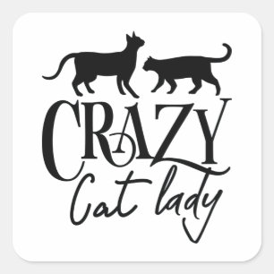 Sticker Carré Dame du Crazy Cat
