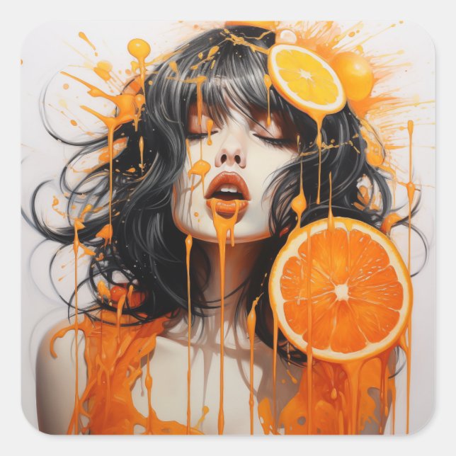 Sticker Carré Dame orange jucifiée (Devant)