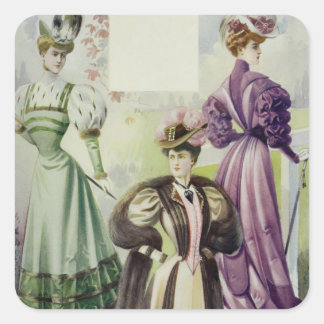 Sticker Carré Dame victorienne - Robe Vintage Brown mode