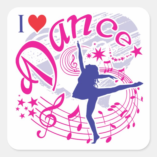 Sticker Carré Dancer's I love Dance (Devant)