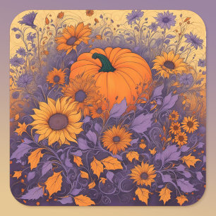 Sticker Carré Dans Le Jardin D'Halloween