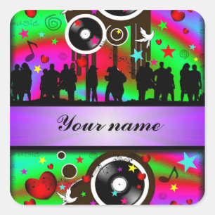Sticker Carré Danse colorée de personnes de partie
