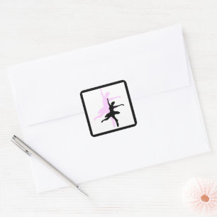 Sticker Carré Danse de Ballerine Rose & Noir