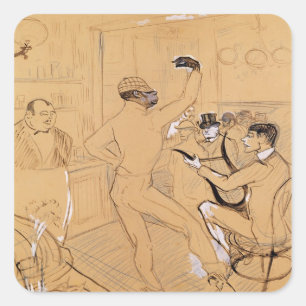 Sticker Carré Danse de Henri De Toulouse-Lautrec   Chocolat,