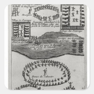Sticker Carré Danse de tuyau de paix de l'Iroquois