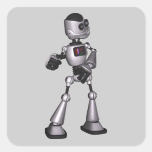 Sticker Carré ♪ ♪ Danse du type robot 3D demi-teinte Sci-Fi