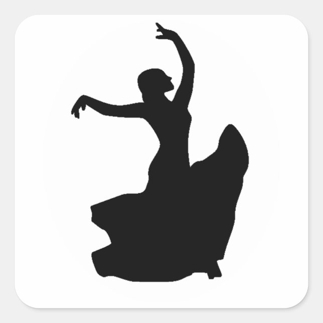 Sticker Carré Danse flamenco en cercle blanc (Devant)