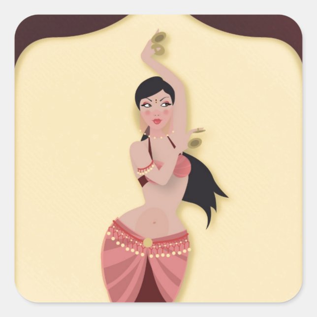 Sticker Carré Danseur du ventre Danseur du Moyen-Orient (Devant)