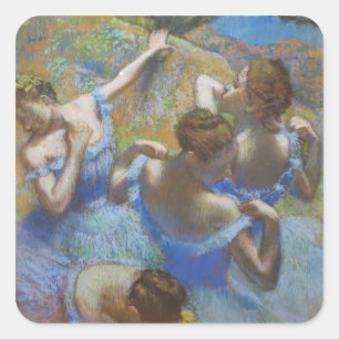 Sticker Carré Danseuses bleues de ballet d'art vintage Edgar Deg