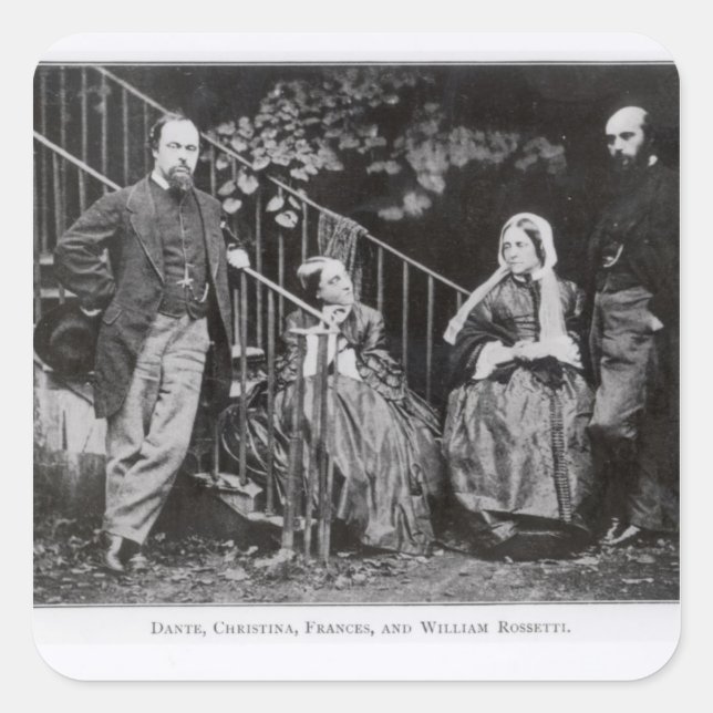 Sticker Carré Dante, Christina, Frances et William Rossetti (Devant)