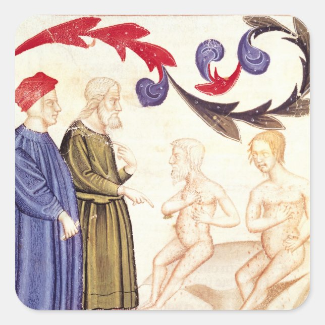 Sticker Carré Dante, Virgile et la peste (Devant)