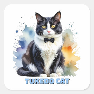 Sticker Carré Dapper Tuxedo Cat