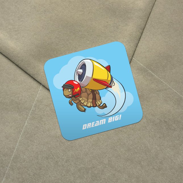Sticker Carré Daredevil Flying Tortoise avec un Jet Pack (Créateur téléchargé)