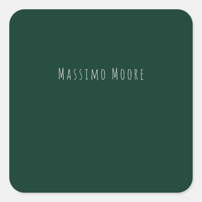 Sticker Carré Dark Green Plain Elegant Casual Own Name (Devant)