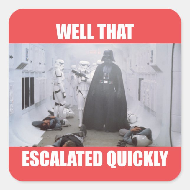 Sticker Carré Darth Vader - Eh Bien Qui A Rapidement Augmenté (Devant)