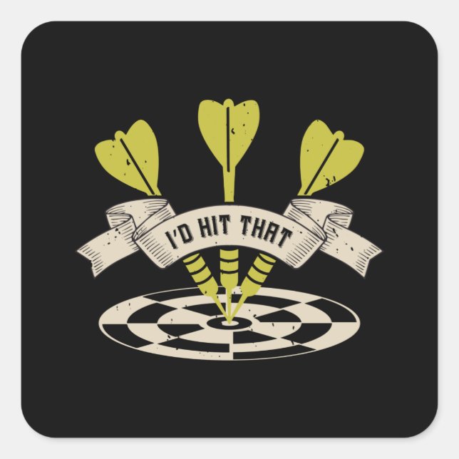 Sticker Carré Darts - Je frapperais ce taureau (Devant)