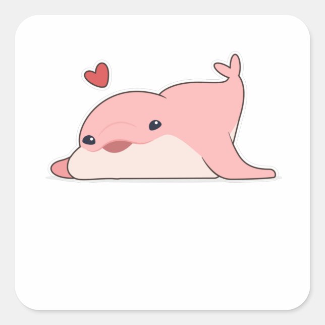 Sticker Carré Dauphin à l'amour avec le coeur (Devant)