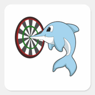 Sticker Carré Dauphin aux fléchettes avec Dartboard