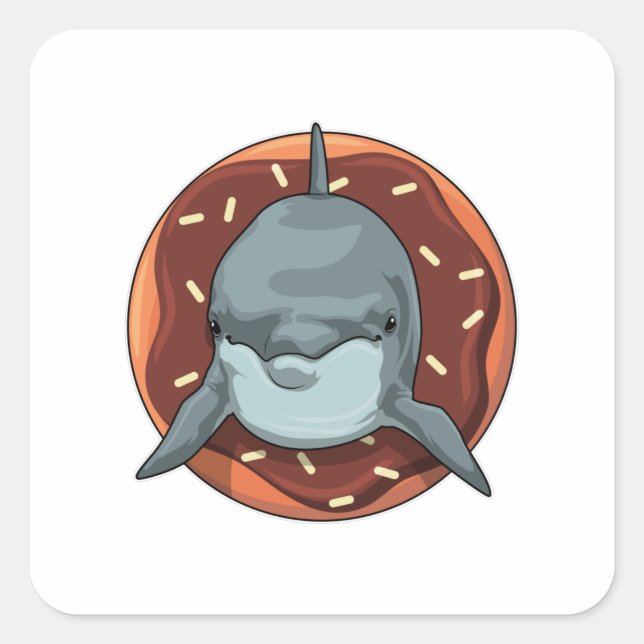 Sticker Carré Dauphin avec Donut (Devant)