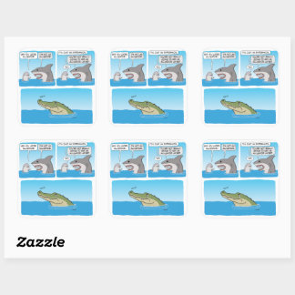 Sticker Carré Dauphin drôle, requin et alligator triste 