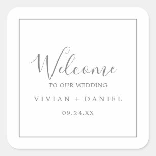 Sticker Carré de bienvenue minimaliste Mariage en 