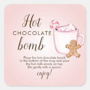 sticker carré de bombe chocolat chaud