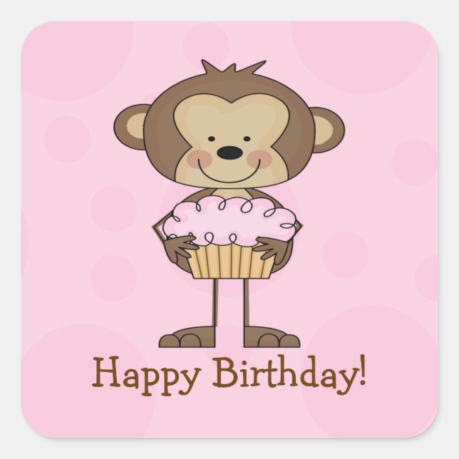 Sticker Carré de Cupcake Monkey (Devant)