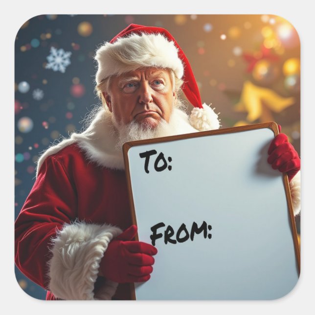 Sticker Carré De Donald Trump au Père Noël (Devant)