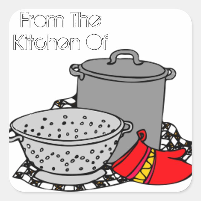 Sticker Carré De La Cuisine De Pot De Cuisine & Strainer (Devant)