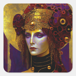 Sticker Carré de la déesse reine inspiré Klimt