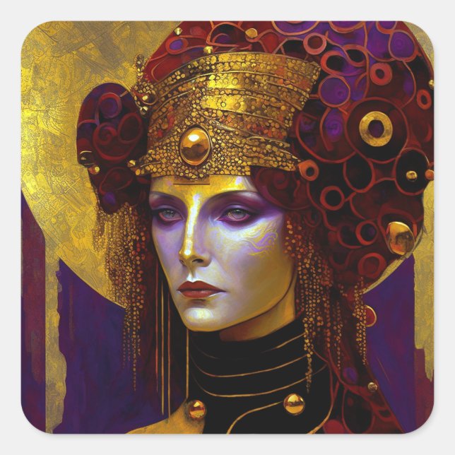 Sticker Carré de la déesse reine inspiré Klimt (Devant)