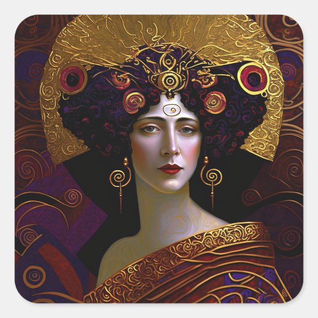 Sticker Carré de la déesse reine inspiré Klimt (Devant)