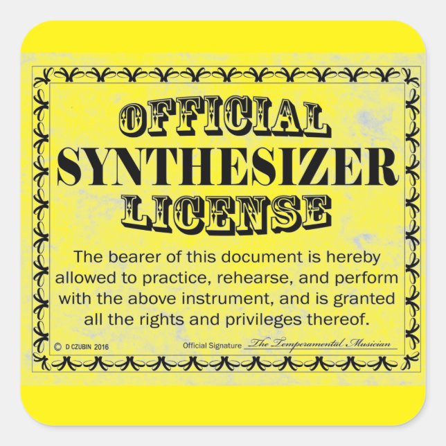 Sticker Carré de licence Synthesizer (Devant)