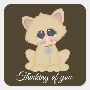 Sticker Carré De mignons amoureux de les chats pensant à vous au