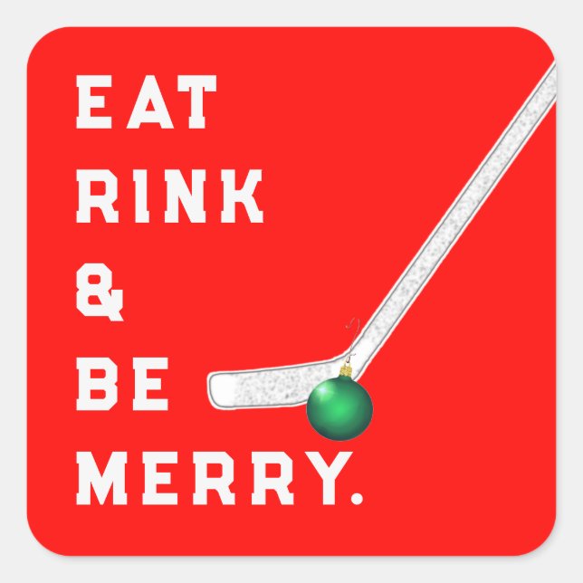 Sticker Carré de Noël de hockey (Devant)