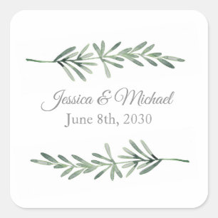 Sticker Carré de romarin aquarelle