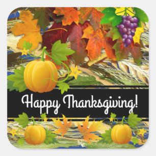 Sticker Carré de Thanksgiving coloré personnalisab