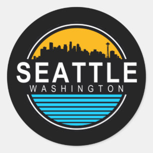 Sticker Carré de voyage Seattle Washington Skyline