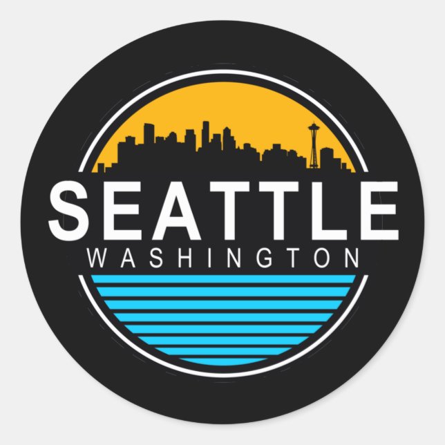 Sticker Carré de voyage Seattle Washington Skyline (Devant)