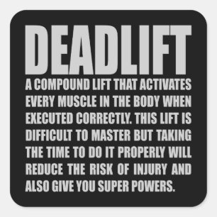 Sticker Carré Deadlift - Drôle entraînement Motivationnel