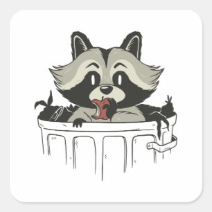 Sticker Carré déchet raccoon