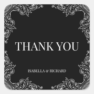 Sticker Carré Déco moderne| Élégant Mariage noir et blanc