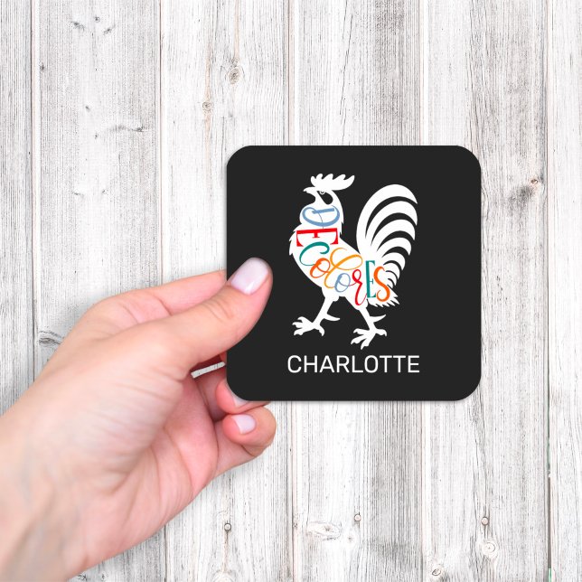 Sticker Carré DeColores Cursillo Rooster Blanc Silhouette (Créateur téléchargé)