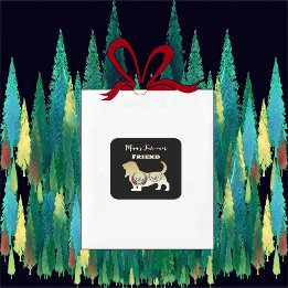 Sticker Carré Décor d'art populaire de chien doré d'ami pour tou